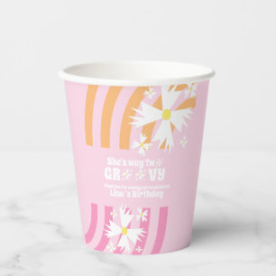 Retro Way Two Groovy Daisy Flower Birthday Pape Paper Cups