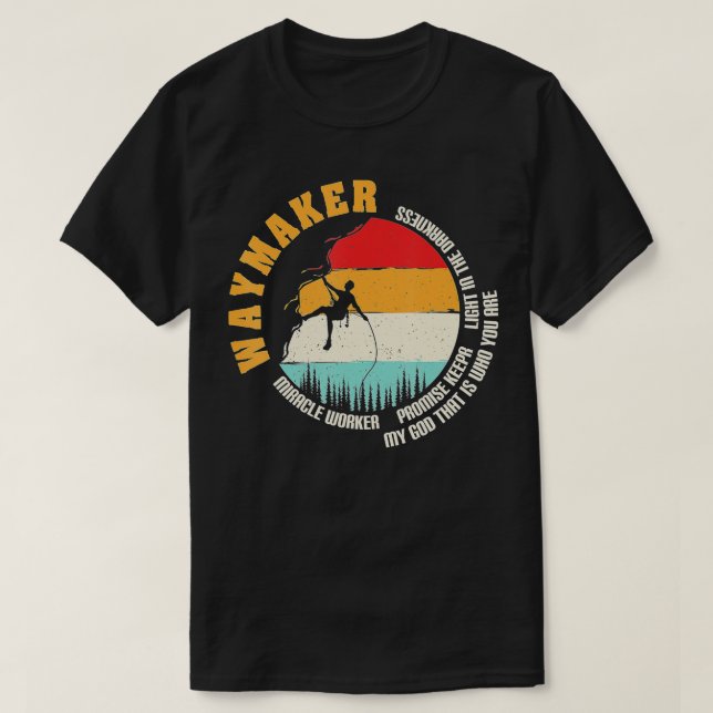 Retro Waymaker Promise Keeper Miracle Worker Hikin T-Shirt (Design Front)