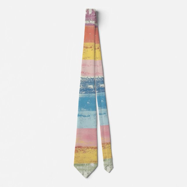 Retro Weathered Rainbow Striped Tie (Front)