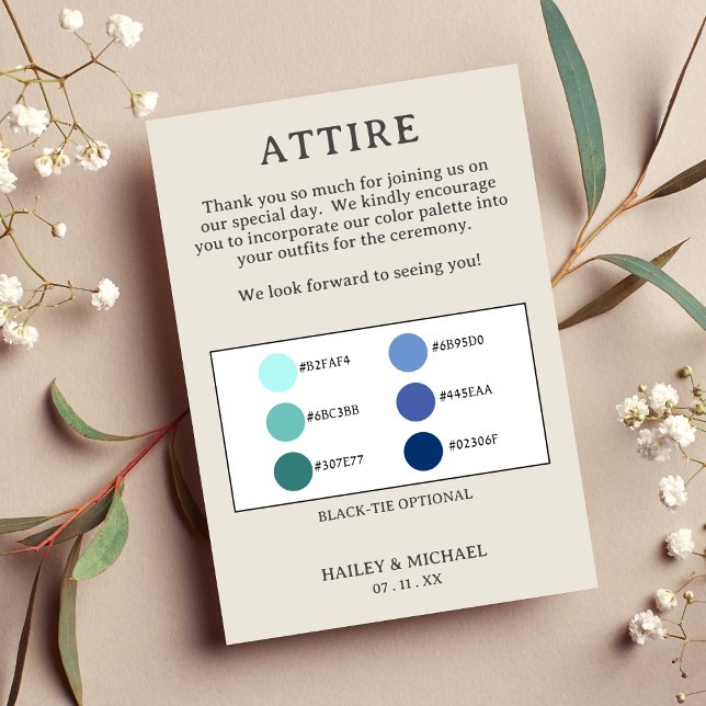 Retro Wedding Attire Colour Palette Enclosure Card (Retro Wedding Attire Color Palette Enclosure Card)