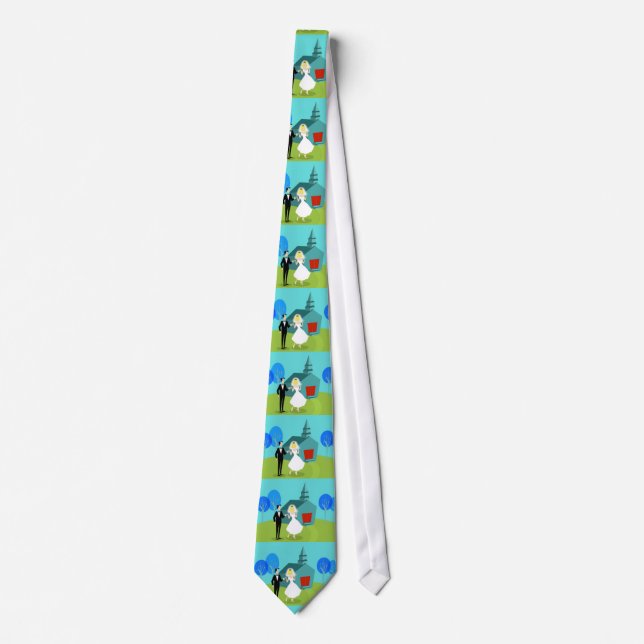 Retro Wedding Couple Tie (Front)