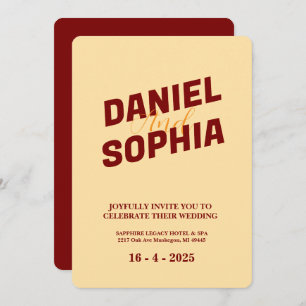 Retro wedding invitation card Cream 