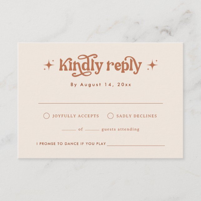 Retro Wedding Invite, Terracotta Boho Enclosure Card (Front)