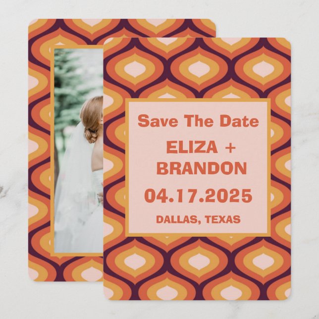 Retro Wedding Photo 70's Save the Date  Invitation (Front/Back)