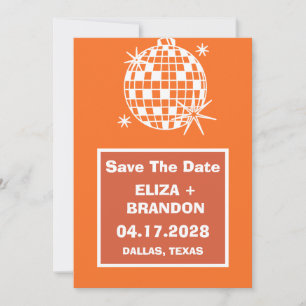 Retro Wedding Photo Disco Ball 70's Save the Date  Invitation