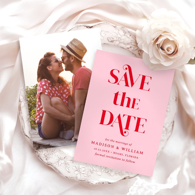 Retro Wedding Save The Date Photo Invitation (Creator Uploaded)