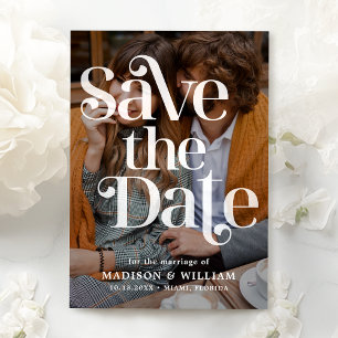 Retro Wedding Save The Date QR Code Photo Invitation