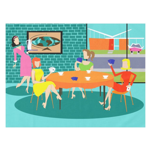 Retro Weekly Women's Card Game Tablecloth (Front (Horizontal))
