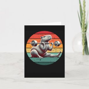 Retro Weightlifting Funny Fitness Workout Gym Capy Card