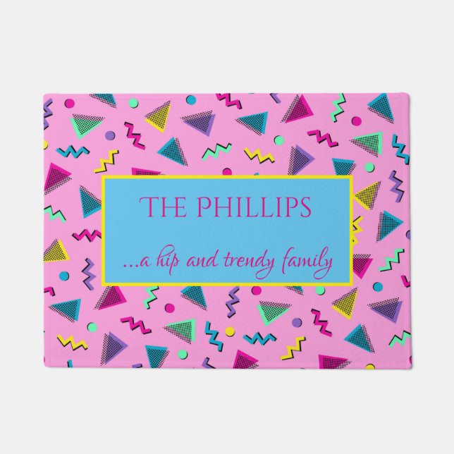 Retro Welcome 1980s bright and colourful Doormat (Front)