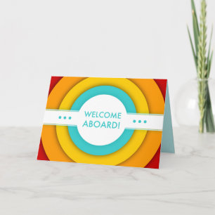 retro welcome aboard photo card