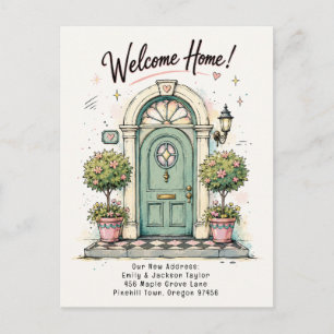 Retro Welcome Home New Address Postcard