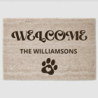 Retro Welcome Pet Paws Family Name Coir 