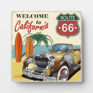 Retro "Welcome to California" Route 66 poster, Plaque