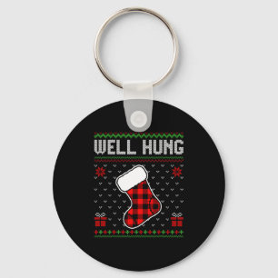 Retro Well Hung Ugly Christmas Sweater Couples Mat Keychain