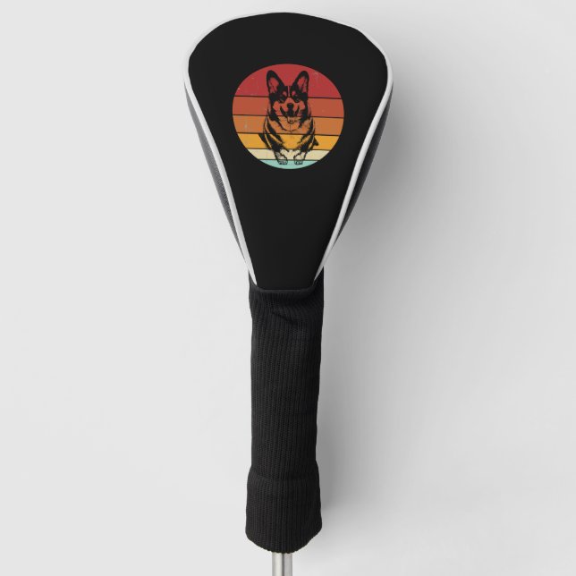 Retro Welsh Corgi  Golf Head Cover (Front)