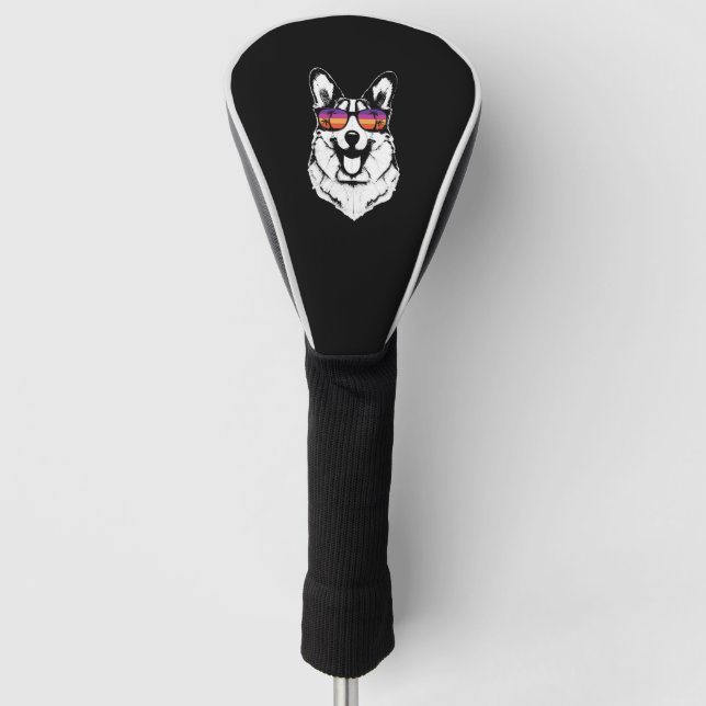 Retro Welsh Corgi Sunglasses  Golf Head Cover (Front)