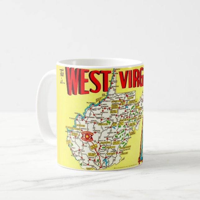 Retro  West Virginia Map Mug (Front Left)