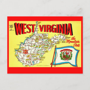 Retro West Virginia Map Postcard