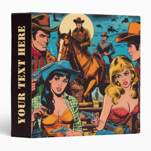 Retro Western Comics Illustration Binder