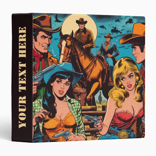Retro Western Comics Illustration Binder (Front/Spine)