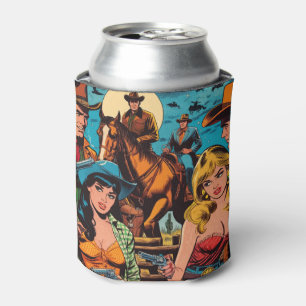 Retro Western Comics Illustration Can Cooler