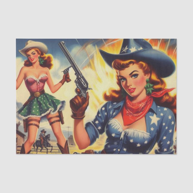 Retro Western Country Girls Tissue Paper (Front)