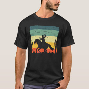 Retro Western Cowboy Design For Men Boys Horse Rid T-Shirt