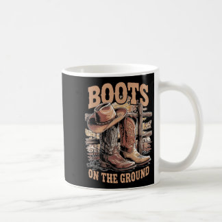 Retro Western Cowgirl Cowboy Hat Boots On Da Groun Coffee Mug