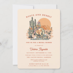 Retro Western Desert   Bridal Shower Invitation