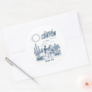 Retro Western Grand Canyon National Park Valley  Classic Round Sticker