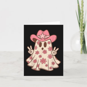 Retro Western Halloween Cowboy Cowgirl Ghost Boo P Card