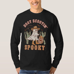 Retro Western Halloween Cowboy Ghost Boot Scootin  T-Shirt