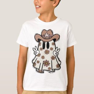 Retro Western Halloween Cowboy Ghost Howdy Cowgirl T-Shirt