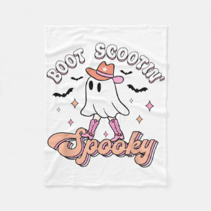 Retro Western Halloween Cute Ghost Funny Boot Scoo Fleece Blanket