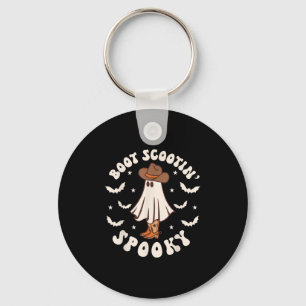 Retro Western Halloween Cute Ghost Funny Boot Scoo Keychain