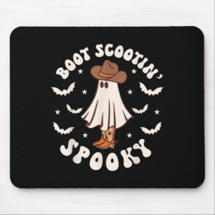 Retro Western Halloween Cute Ghost Funny Boot Scoo Mouse Pad