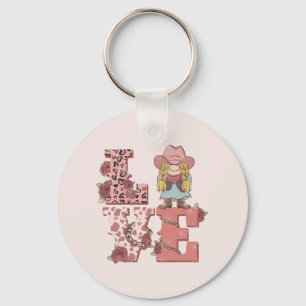 Retro Western Love Keychain