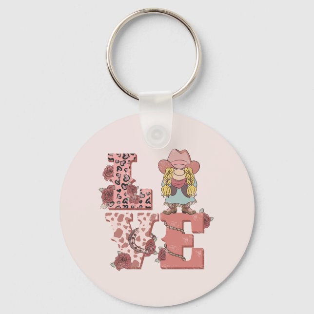 Retro Western Love Keychain (Front)