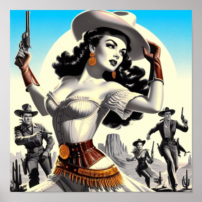 Retro Western Pin-up Poster (Front)