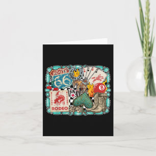 Retro Western Rodeo Cowboy Giddy Up Turquoise Card