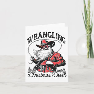 Retro Western Xmas Wrangling Christmas Cheer Santa Card
