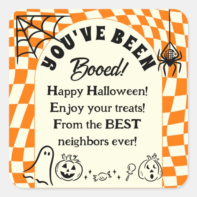 Retro We've Been Booed You've Been Booed Game Square Sticker (Front)