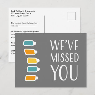Retro We've Missed You Chiropractic Recall Postcard