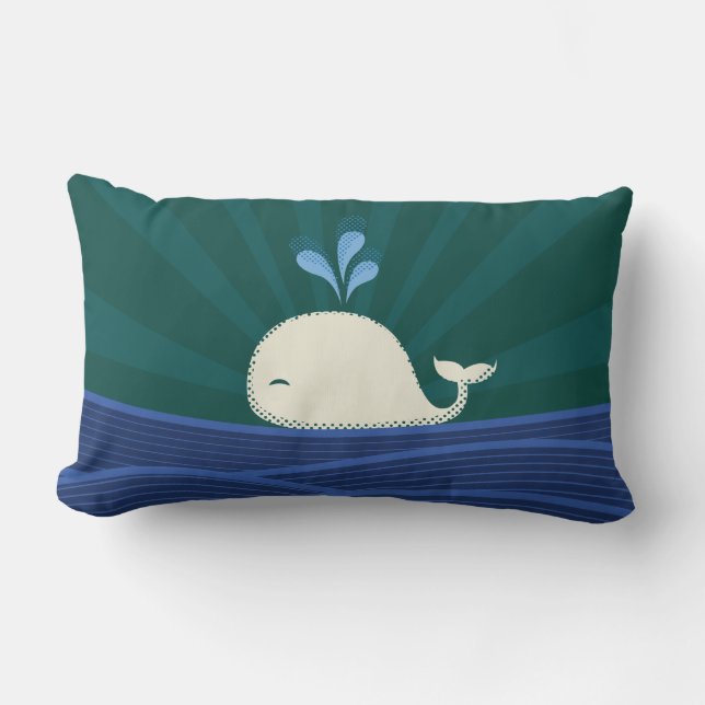 Retro Whale Lumbar Pillow (Front)