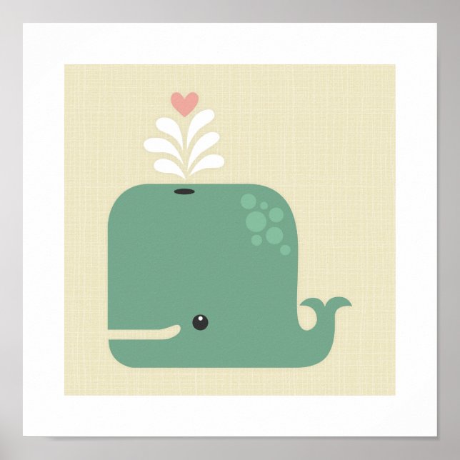Retro Whale Poster Print (Front)