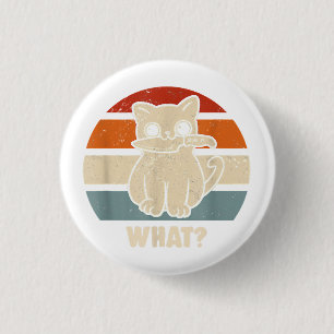 Retro What Cat Knife Meow Kitty Funny Cats Mom And 1 Inch Round Button