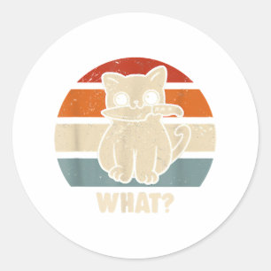 Retro What Cat Knife Meow Kitty Funny Cats Mom And Classic Round Sticker