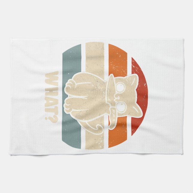 Retro What Cat Knife Meow Kitty Funny Cats Mom And Kitchen Towel (Horizontal)