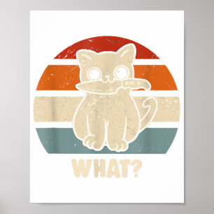 Retro What Cat Knife Meow Kitty Funny Cats Mom And Poster